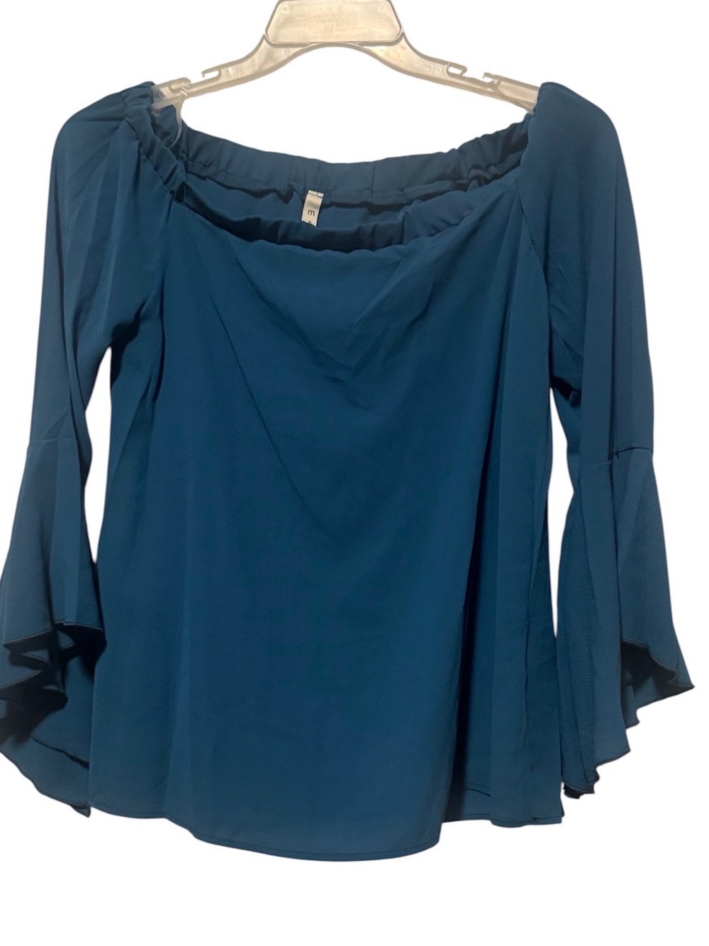 Off-Shoulder Teal Bell-Sleeve Women’s Top Size Medium NWOT